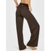 imageOQQ Yoga Pants Women High Waist Stretch Soft Casual Fold Over Straight Leg BottomsDarkbrown
