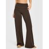imageOQQ Yoga Pants Women High Waist Stretch Soft Casual Fold Over Straight Leg BottomsDarkbrown