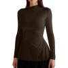 imageOQQ Long Sleeve Top Women Mock Neck Casual Tops Tunics ShirtsDarkbrown