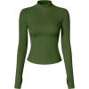 imageOQQ Workout Shirts Women Long Sleeve Yoga Tops Impact Half Zippy Tunics Running ShirtsArmygreen