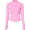 imageOQQ Workout Shirts Women Long Sleeve Yoga Tops Impact Half Zippy Tunics Running ShirtsPink