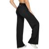 imageOQQ Yoga Pants Women High Waist Stretch Soft Casual Fold Over Straight Leg BottomsBlack