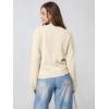 imageOQQ Womens Cable Knit Crewneck Sweaters Long Sleeve Cashmere Casual Pullover CardigansBeige
