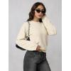 imageOQQ Womens Cable Knit Crewneck Sweaters Long Sleeve Cashmere Casual Pullover CardigansBeige