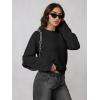 imageOQQ Womens Cable Knit Crewneck Sweaters Long Sleeve Cashmere Casual Pullover CardigansBlack