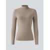 imageOQQ Womens Sweaters Mock Neck Long Sleeve Wool Skinny Work Pullover SweatersCamel