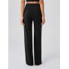 imageOQQ Yoga Pants Women Wide Leg Bottoms with Pockets High Waist Stretch Soft Casual PantsBlack