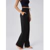 imageOQQ Yoga Pants Women Wide Leg Bottoms with Pockets High Waist Stretch Soft Casual PantsBlack