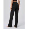 imageOQQ Yoga Pants Women Wide Leg Bottoms with Pockets High Waist Stretch Soft Casual PantsBlack