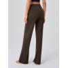 imageOQQ Yoga Pants Women Wide Leg Bottoms with Pockets High Waist Stretch Soft Casual PantsDarkbrown