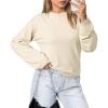 imageOQQ Womens Cable Knit Crewneck Sweaters Long Sleeve Cashmere Casual Pullover CardigansBeige