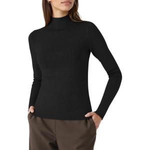 imageOQQ Womens Sweaters Mock Neck Long Sleeve Wool Skinny Work Pullover SweatersBlack