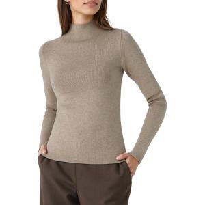 imageOQQ Womens Sweaters Mock Neck Long Sleeve Wool Skinny Work Pullover SweatersCamel